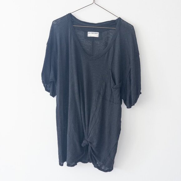 Free People We the Free All I Need Linen & Cotton Tee Oversized, Size M - Picture 5 of 11